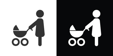 baby carriage vector, trolly on black and white  - obrazy, fototapety, plakaty