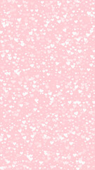 White hearts scattered on pink background.