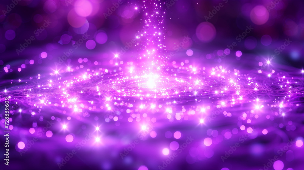 Poster mesmerizing array of purple and pink lights, creating a sparkling network of energy that radiates fr