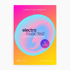Dance Fest. Indie Effect For Magazine. Neon And Discotheque Design. Elegant Background For Cover Template. Bright Trance Event. Pink And Blue Dance Fest