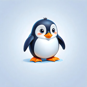 Cute Penguin. Flat Design. Logo. Mascot. Adorable. Graphic. Branding. Cartoon. Character. Minimalist. Icon. Simple. Creative. Whimsical. AI Generated.