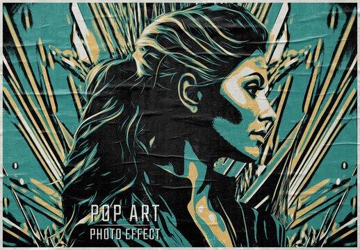 Abstract Pop Art Style Portrait Photo Effect Mockup. Generative Ai Background