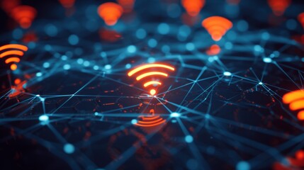 Network Nexus: Glowing Wireless Signs