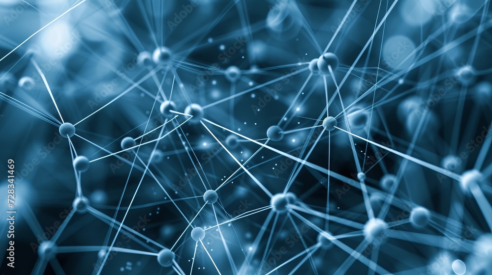 Poster blurred background, interconnected points, iot and machine learning, copy space available.