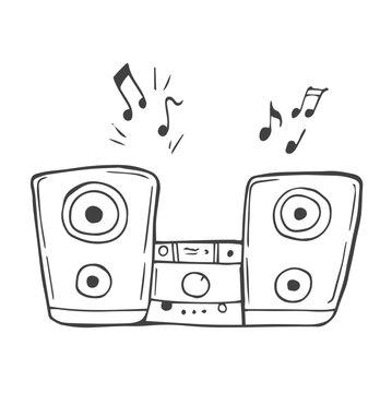 hand-drawn stereo system playing music clip art preview
