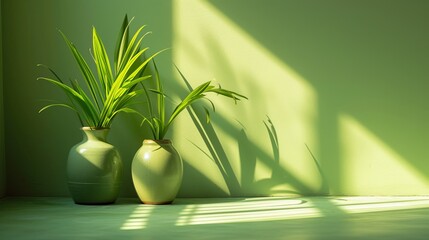 Fototapeta na wymiar Green Perfection: Realistic Interior Objects