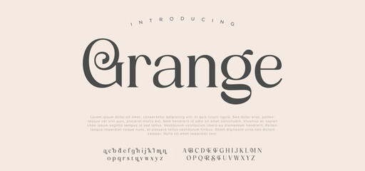 Grange Elegant alphabet letters font and number. Classic Lettering Minimal Fashion Designs. Typography modern serif fonts and numbers. vector illustration