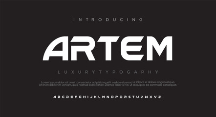 Artem Abstract modern urban alphabet fonts. Typography sport, simple, technology, fashion, digital, future creative logo font. vector illustration