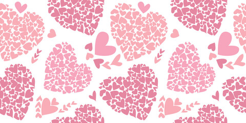 Seamless pattern of hearts. A set of beautiful hearts. Vector illustration on a white background.