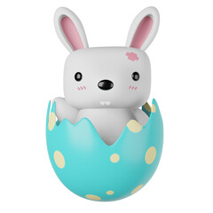 3d rendering icon easter egg and cute rabbit inside