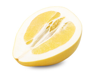 half of pomelo fruit isolated on white background. clipping path