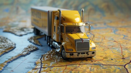 amazingly detailed shipping truck pinned to the top of a map