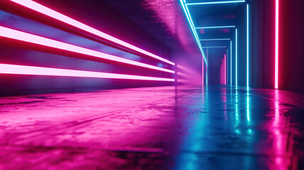 neon lighting basement  tunnel modern futuristic empty background template