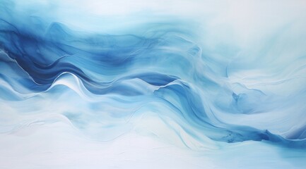 Fototapeta premium abstract blue and white painting of waves over a white background