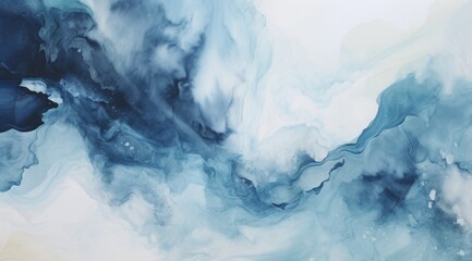 Fototapeta premium abstract blue and white painting of waves over a white background