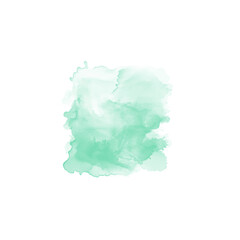 Abstract mint green watercolor water splash on a white background. Vector watercolour texture in mint color. Ink paint brush stain. Green splatter spot. Watercolor pastel splash