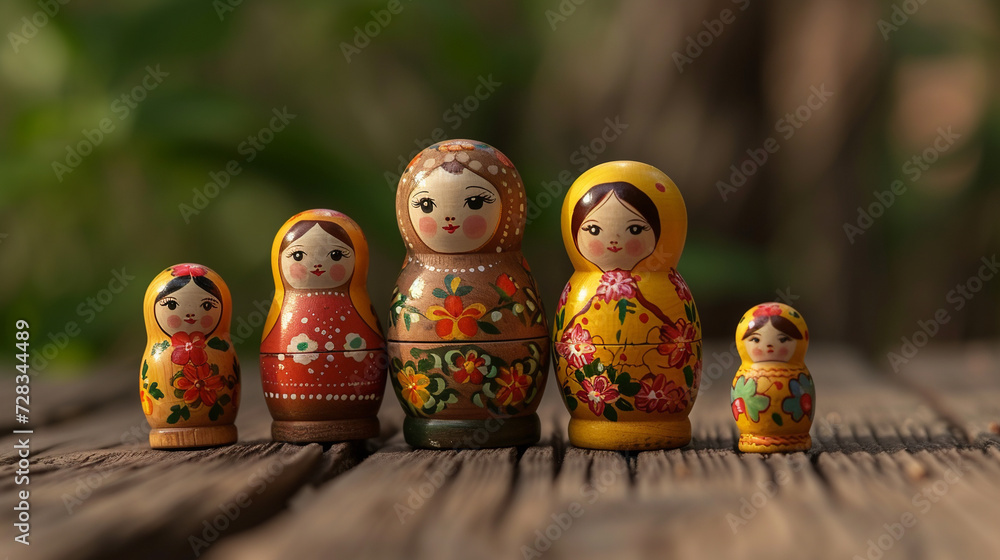 Wall mural Matryoshka. Russian doll. Wooden toy. 