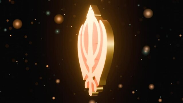 3d animation of rotating sikhism symbol with amber light