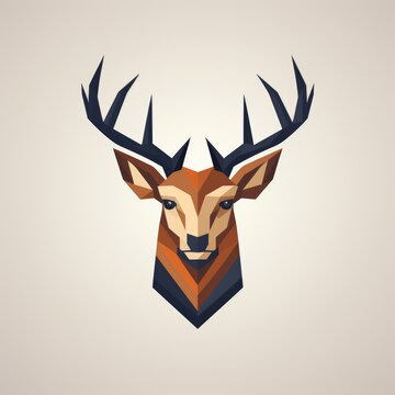 flat vector logo of big animal "horned deer"