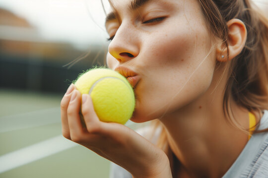 Photo of attractive woman with a lot love to sport tennis
