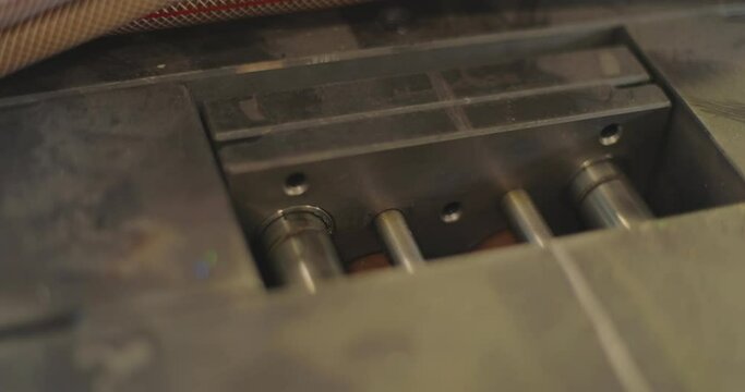 Creation of a part with a press mold. Stamping a plastic part. Stamping a plastic part with a press mold