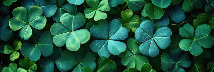Green clover leaf isolated on blur background. with leaved shamrocks. St. Patrick's day holiday symbol. Lucky green clover and nature background	
 - obrazy, fototapety, plakaty