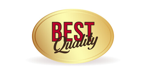 Best quality. Gold badge for use in the design of online stores and marketplaces. 3 D. Vector illustration.