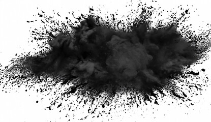Black charcoal powder isolated on the transparent background.