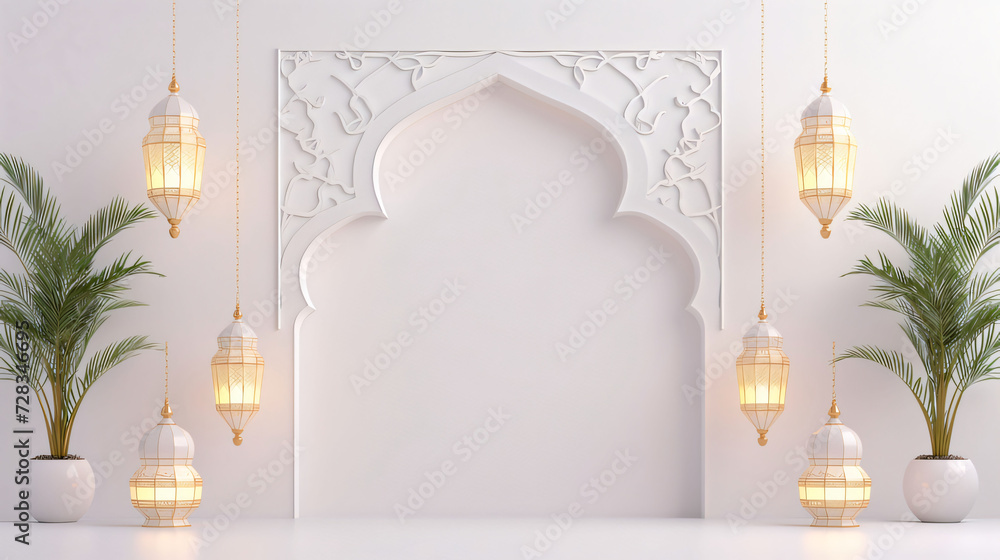 Fototapete ramadan with white background lantern design generative ai