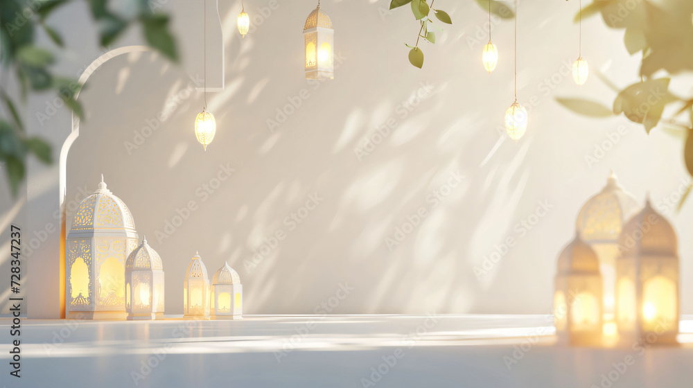 Fototapete ramadan with white background lantern design generative ai