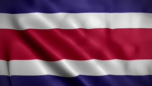 Costa Rica waving flag, Flag of Costa Rica Animation, Costa Rican Flag Closeup, 4k Costa Rican Flag Waving Animation