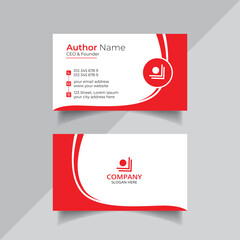 Red color vector business card design template or abstract visiting card