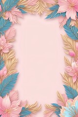Fototapeta na wymiar A floral with pink and blue leaves, card template, Social media Luxury covers, Card template, card template, minimalistic , illustration, card, Instgram, Tiktok, Facebook, Twitter, X, Pinterest