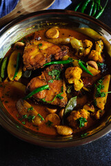 Katla Fish Curry with Seasonal Vegetables cooked in a traditional Bengali style