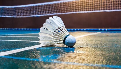 shuttlecock on the badminton court