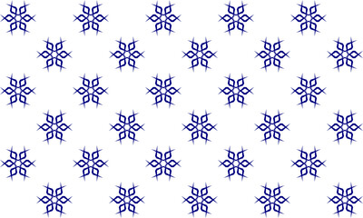 Seamless pattern with blue snowflakes on a white background, blue stars, flower pattern in blue and white colors. Vector illustration, design for fabric print, background wallpaper