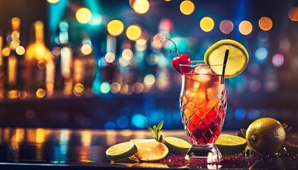 cocktail drink on night club