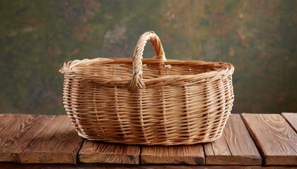 wicker basket on a wooden table