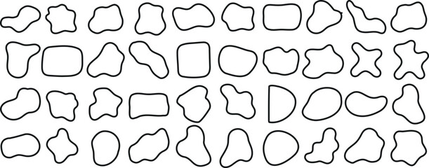 Fototapeta premium Abstract, black outlined shapes on a white background