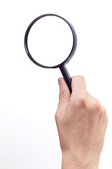 magnifier in hand tool search lcd light background