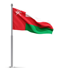 Flag of Oman isolated on white background. 3d-rendering