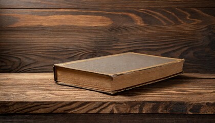 closed book on vintage wooden background old book on the wooden table closed book with empty cover laying on wooden table