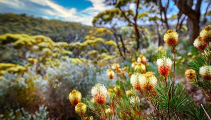australian bush in flower in john forrest national park in the perth hills