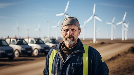 Obraz premium Engineer Ready For Wind Turbine Maintenance