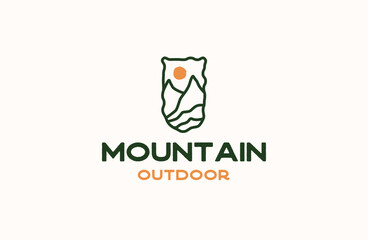 Mountain outdoor logo icon design template flat vector