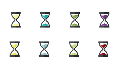 Hourglass, Sandglass Icon Set - Different Vector Illustrations - Isolated On White Background