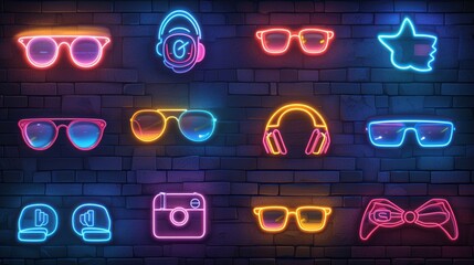 Neon Glass Icons: Japanese Kamon Collection