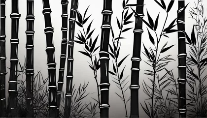 Deurstickers bamboo branches outlined in black © Debbie