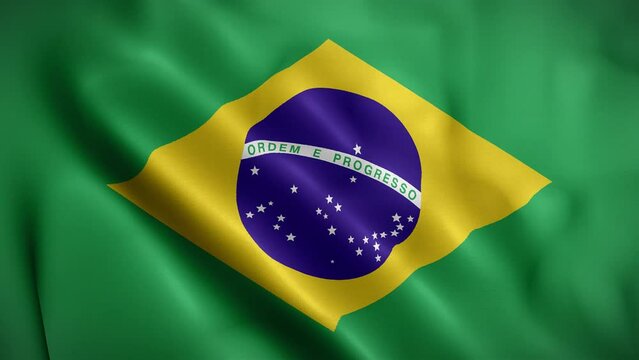 Brazil waving flag, Flag of Brazil Animation, Brazilian Flag Closeup, 4k Brazilian Flag Waving Animation