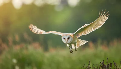 Poster barn owl in flight before attack clean background czech republic © Debbie
